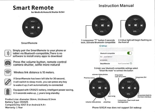 Botón de Control Remoto Inalámbrico para Volante Universal