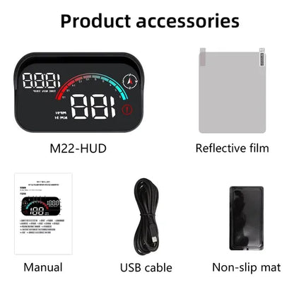 Velocímetro Digital Universal HUD M22 GPS – Proyección en Parabrisas