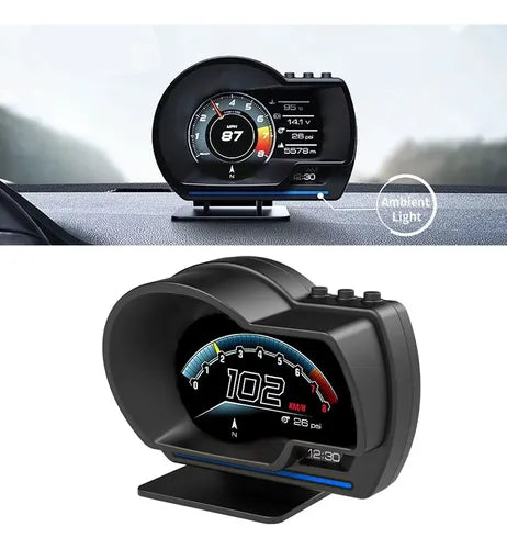 Pantalla HUD Digital OBD2 + GPS - Velocidad, RPM y Alarmas