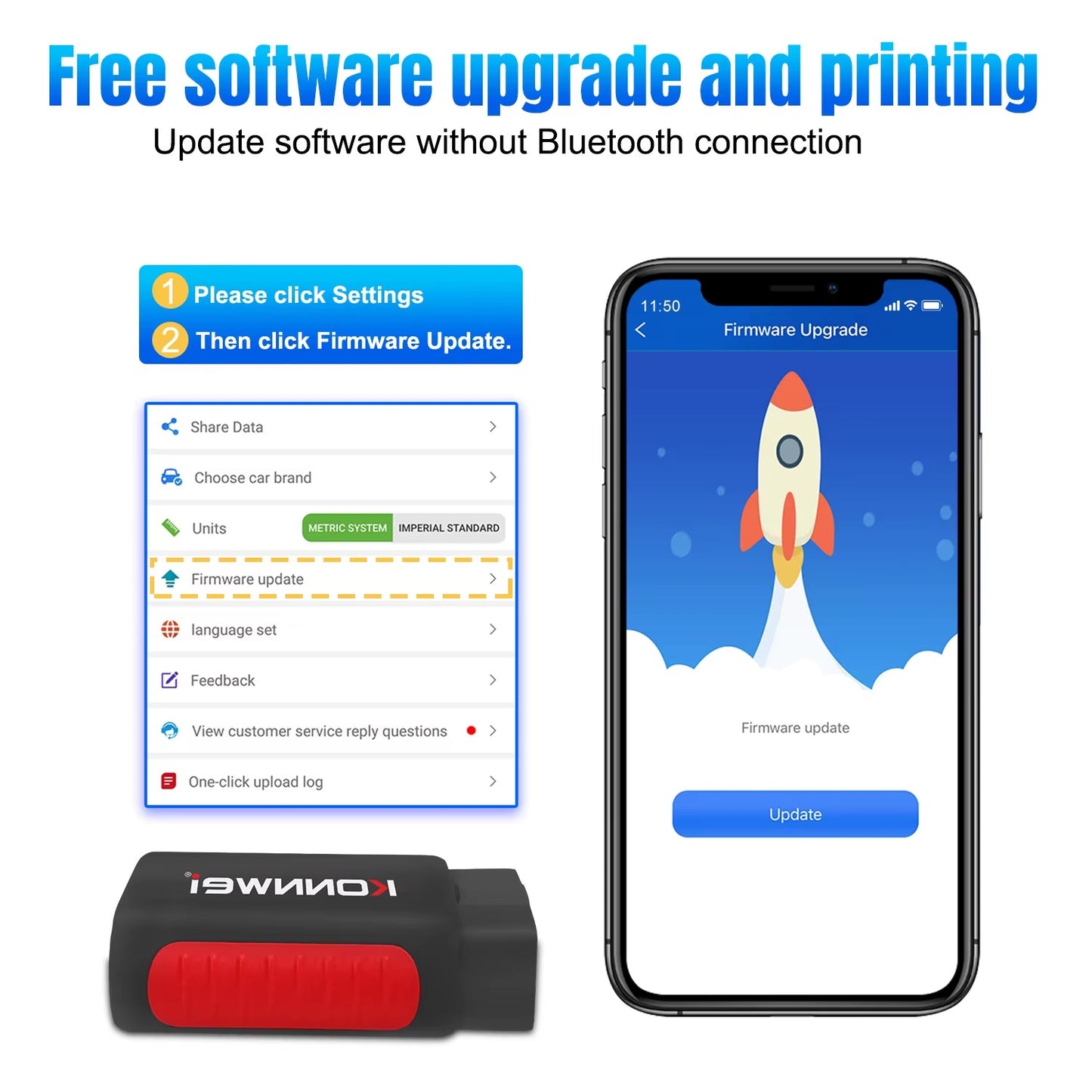 Escáner de Diagnóstico Automotriz Inalámbrico KONNWEI KDIAG Bluetooth OBD2 Sistema Completo con Actualizaciones Gratuitas de por Vida