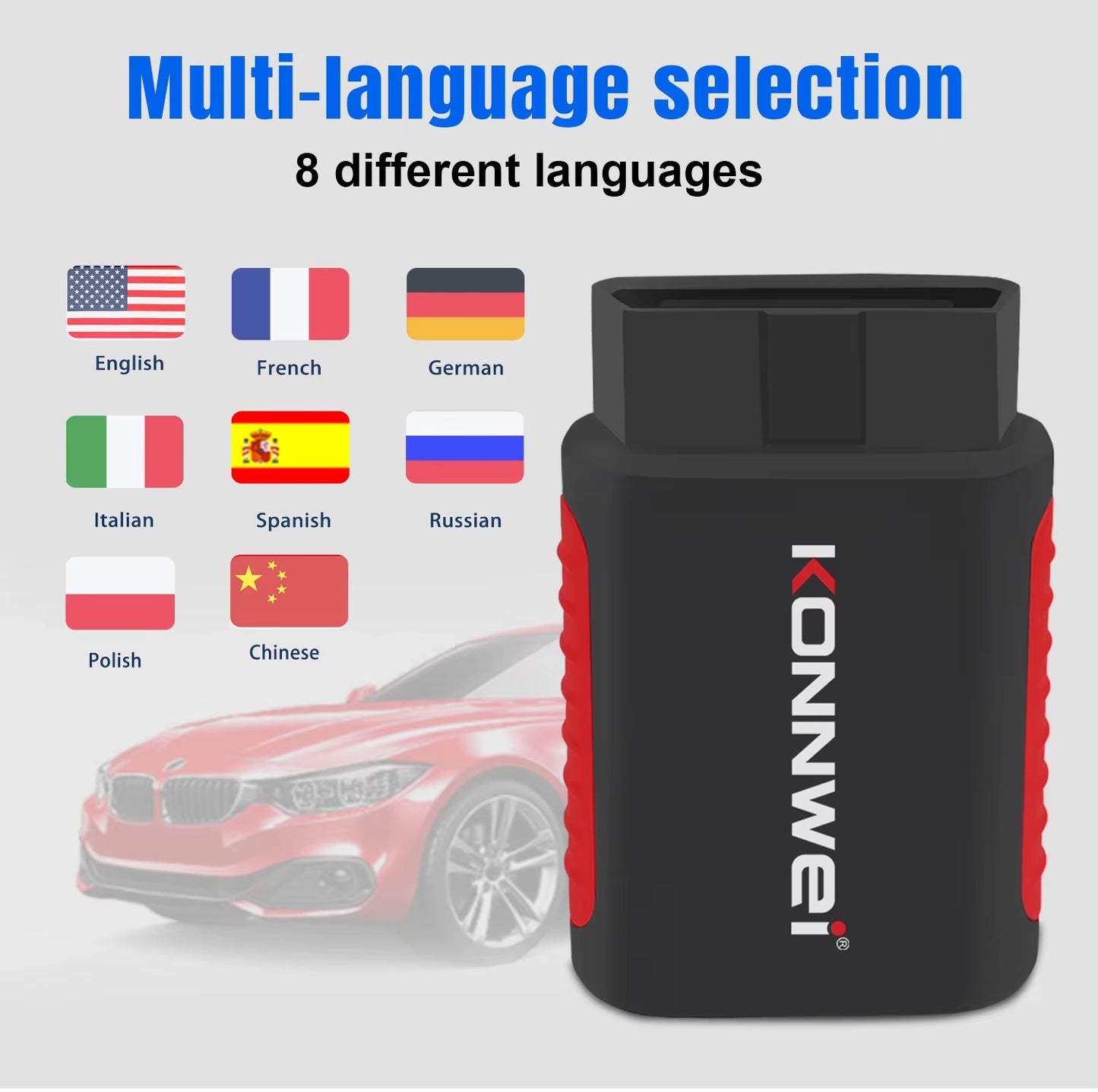 Escáner de Diagnóstico Automotriz Inalámbrico KONNWEI KDIAG Bluetooth OBD2 Sistema Completo con Actualizaciones Gratuitas de por Vida