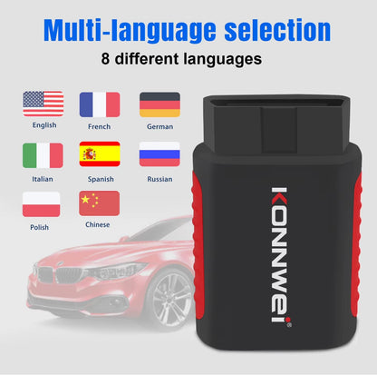Escáner de Diagnóstico Automotriz Inalámbrico KONNWEI KDIAG Bluetooth OBD2 Sistema Completo con Actualizaciones Gratuitas de por Vida