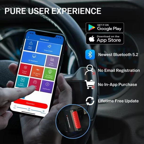 Escáner de Diagnóstico Automotriz Inalámbrico KONNWEI KDIAG Bluetooth OBD2 Sistema Completo con Actualizaciones Gratuitas de por Vida