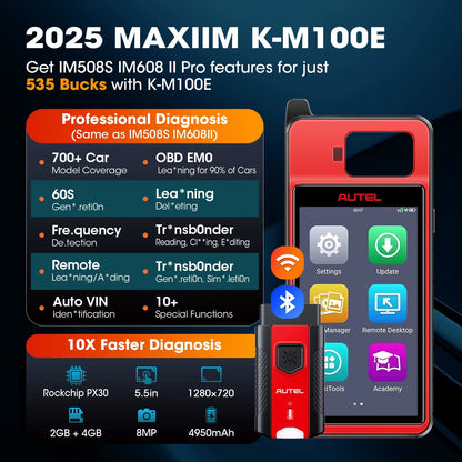 AUTEL KM100E – Programador de Llaves + Escáner Automotriz Profesional (OBD + IMMO)