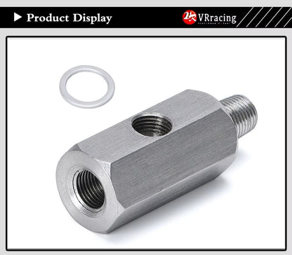 Adaptador T de Presión de Aceite 1/8 BSPT a 1/8 NPT – Acero Inoxidable