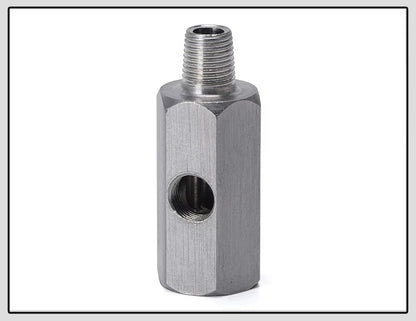 Adaptador T de Presión de Aceite 1/8 BSPT a 1/8 NPT – Acero Inoxidable