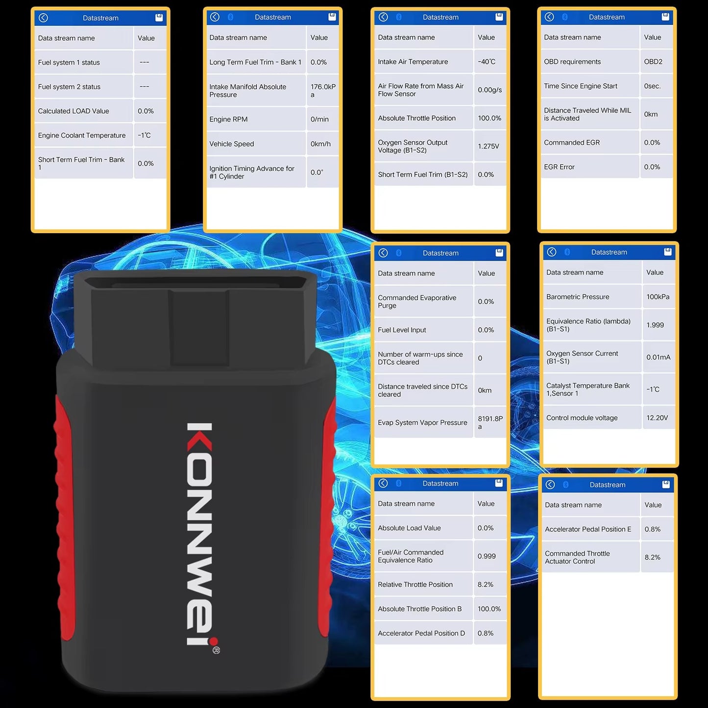 Escáner de Diagnóstico Automotriz Inalámbrico KONNWEI KDIAG Bluetooth OBD2 Sistema Completo con Actualizaciones Gratuitas de por Vida