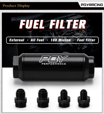 Filtro de Combustible AN6/AN8 PQY 100 Micrones  Aluminio CNC