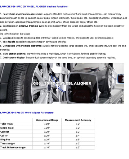 LAUNCH X-861 PRO – Alineadora 3D Profesional de Ruedas (4 Ruedas)