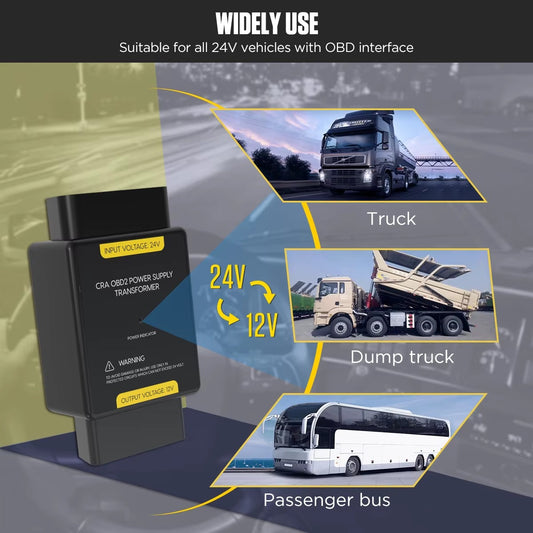 Adaptador AUTOOL 24V a 12V para Diagnóstico OBD Fuente de Alimentación OBD para Camiones, Buses y Maquinaria 24V