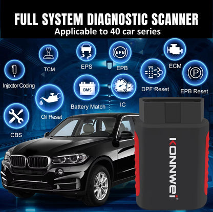 Escáner de Diagnóstico Automotriz Inalámbrico KONNWEI KDIAG Bluetooth OBD2 Sistema Completo con Actualizaciones Gratuitas de por Vida