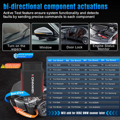 Escáner de Diagnóstico Automotriz Inalámbrico KONNWEI KDIAG Bluetooth OBD2 Sistema Completo con Actualizaciones Gratuitas de por Vida