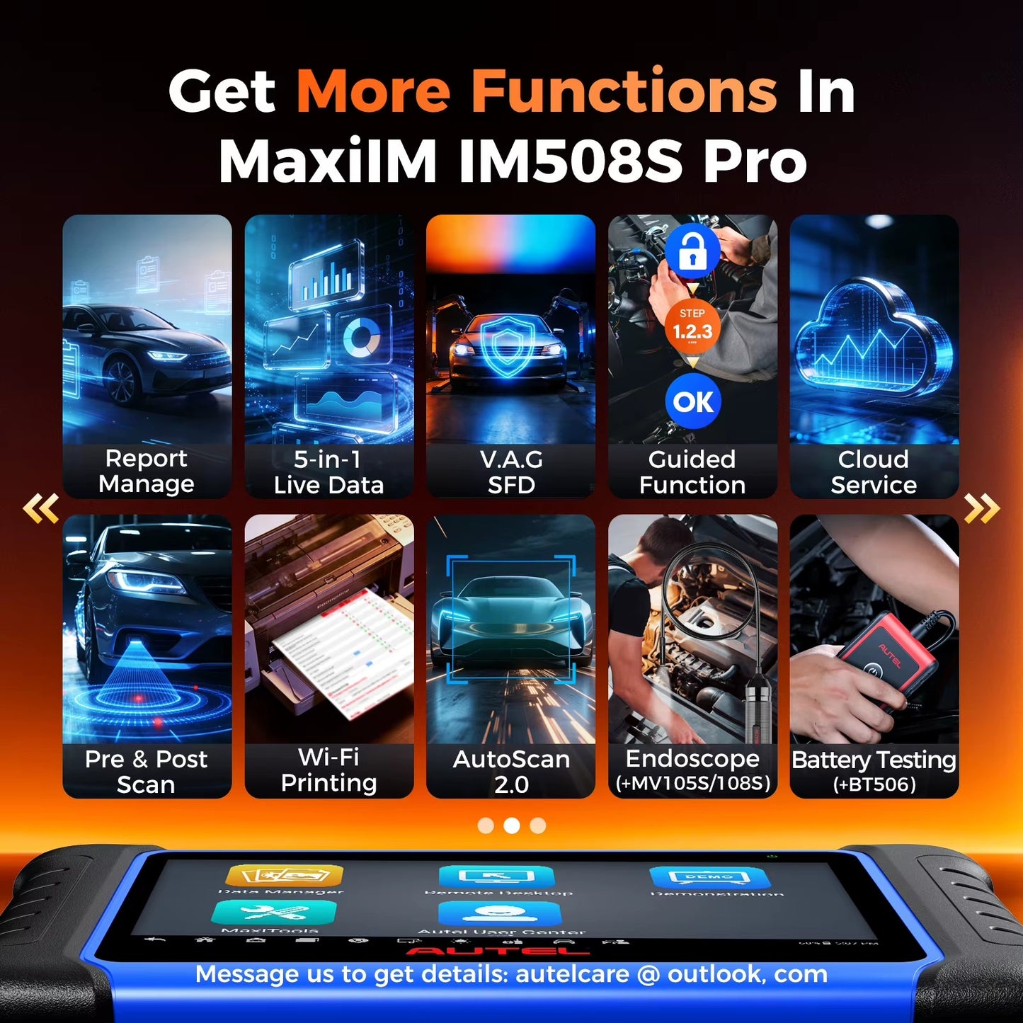 Escáner Automotriz AUTEL IM508S PRO + XP400 PRO Programador de Llaves