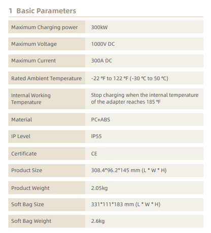 Adaptador CCS2 a GB/T 300kW