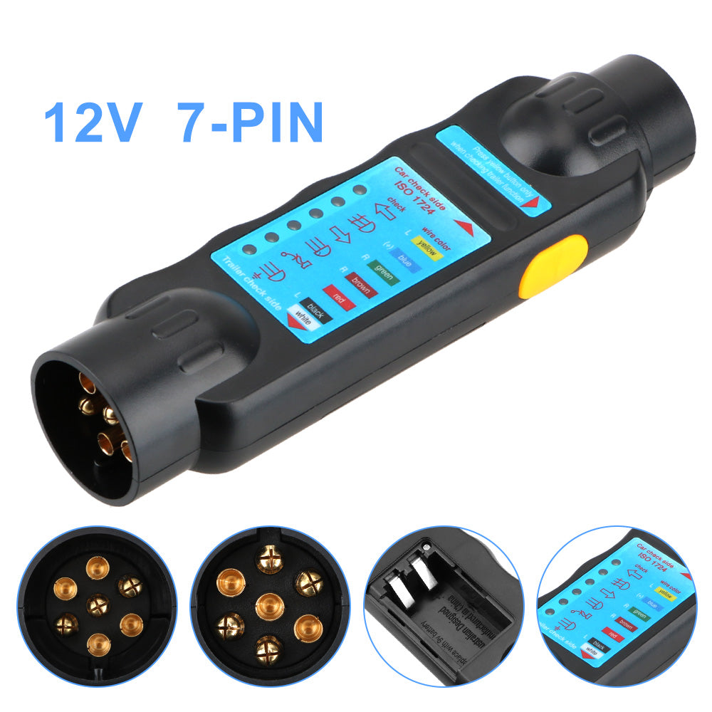 Probador de Remolque 7 Pines 12V Tester de Cableado y Luces para Barra, Remolque y Caravana