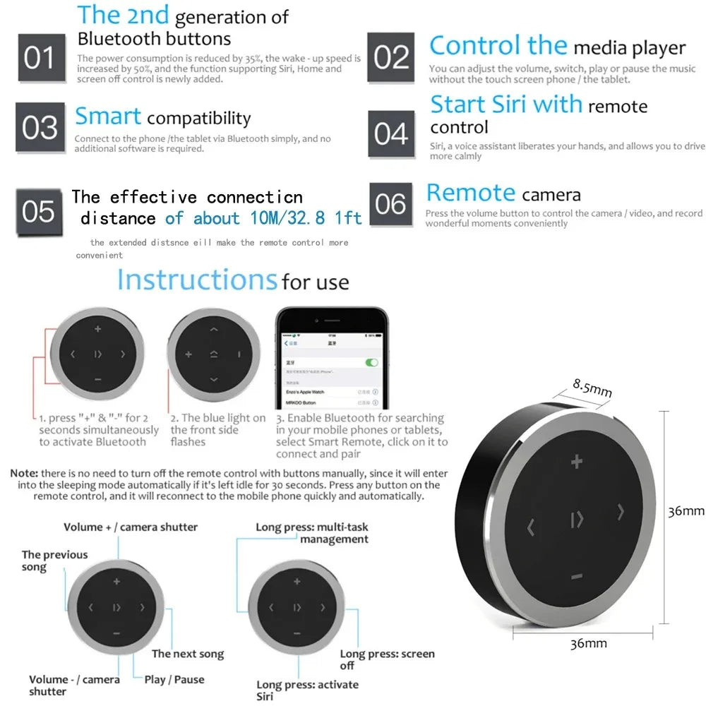 Funciones control Bluetooth volante