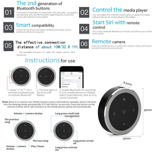 Funciones control Bluetooth volante