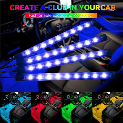 Kit de Neón LED Interior RGB USB – 36 LED Iluminación Ambiental para Vehículos Control App + Música