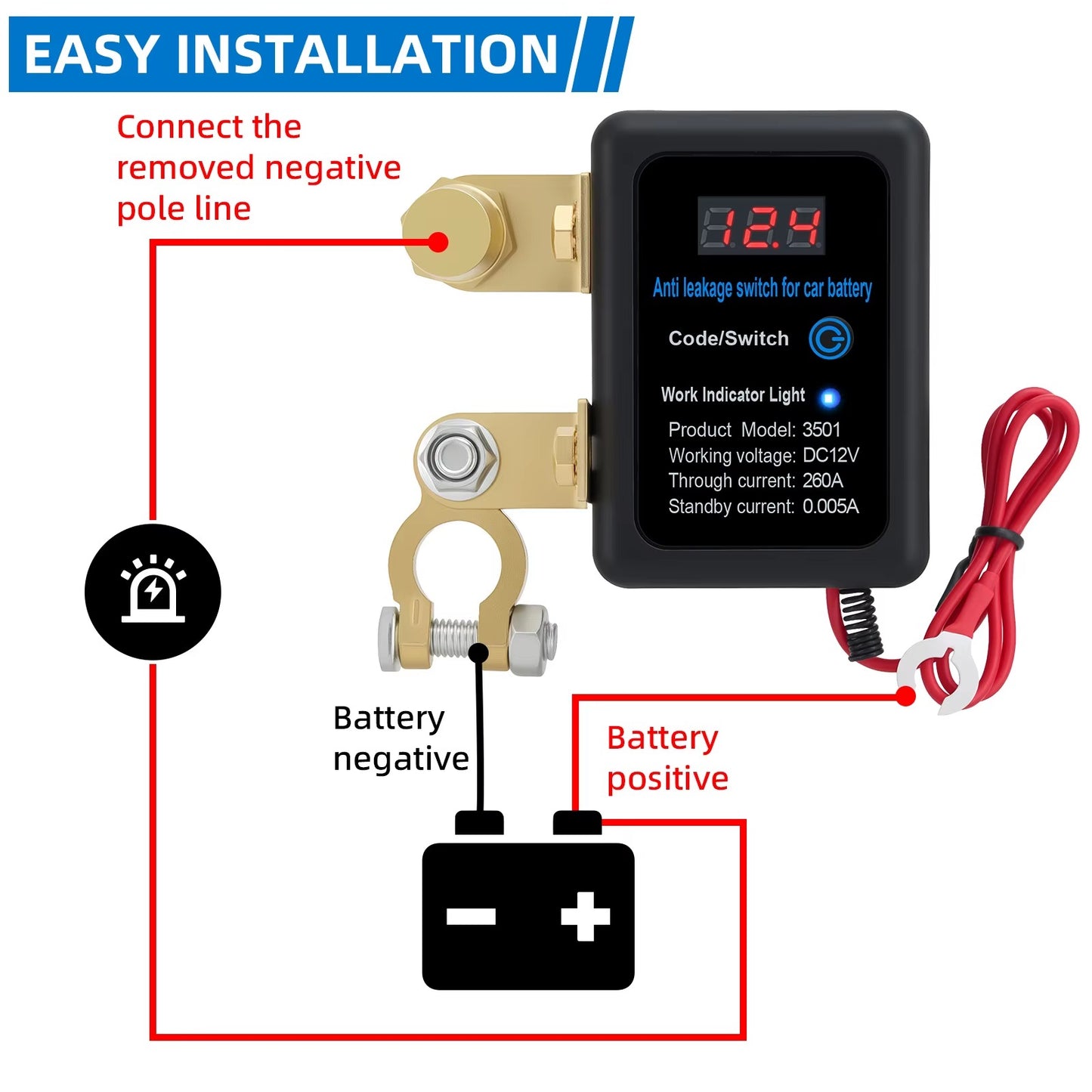 Interruptor Desconectador de Batería 12V 260A con Control Remoto + Protección Automática