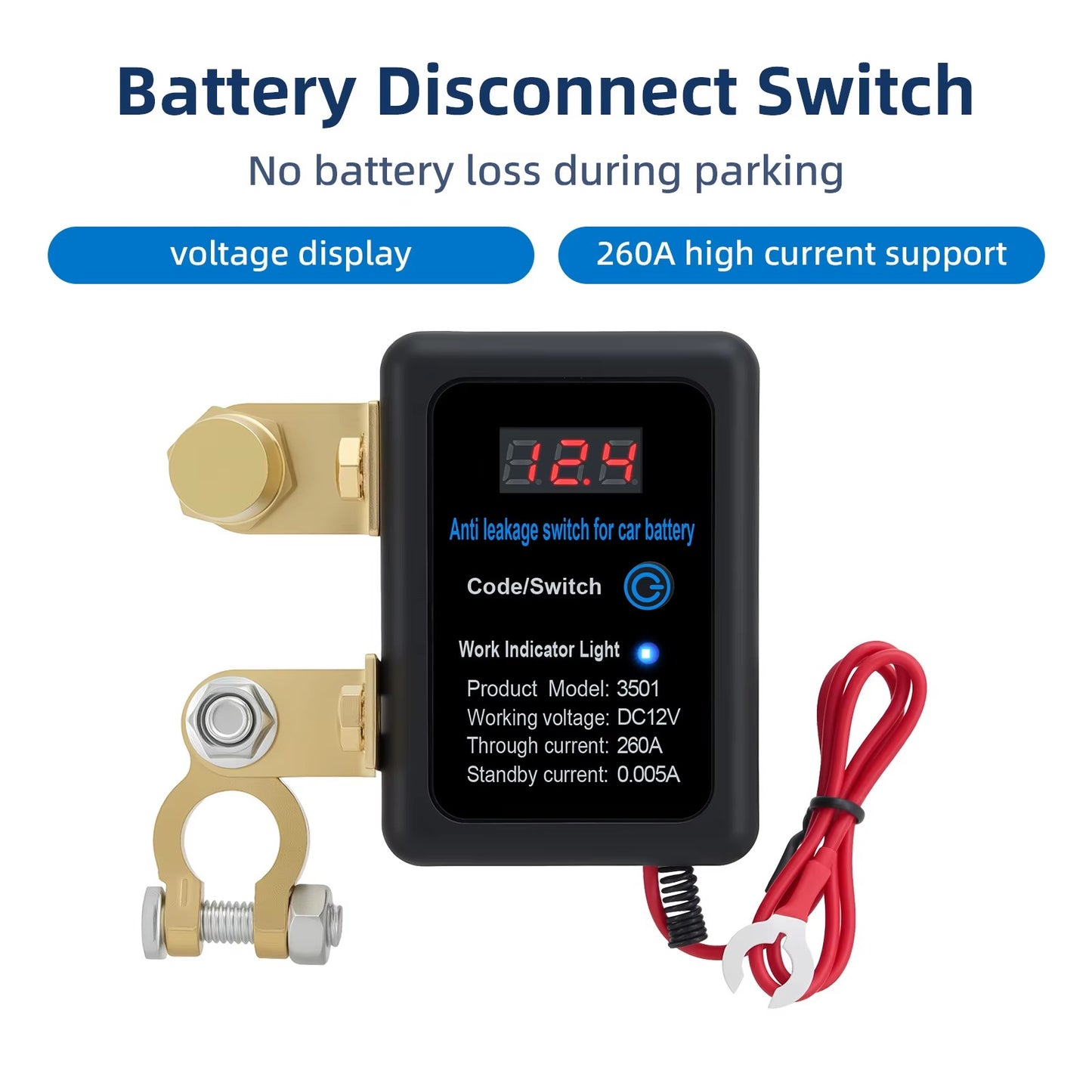 Interruptor Desconectador de Batería 12V 260A con Control Remoto + Protección Automática
