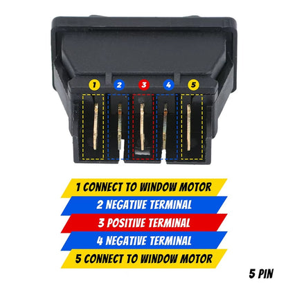 Interruptor Universal Ventanilla Eléctrica 5 Pines – 12V DC / 20A con Luz Roja