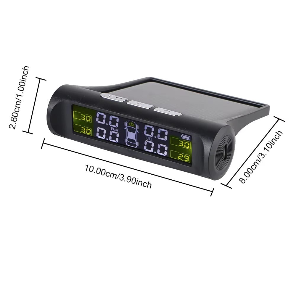 Sistema TPMS Solar 4 Sensores Externos – Monitor Presión Neumáticos