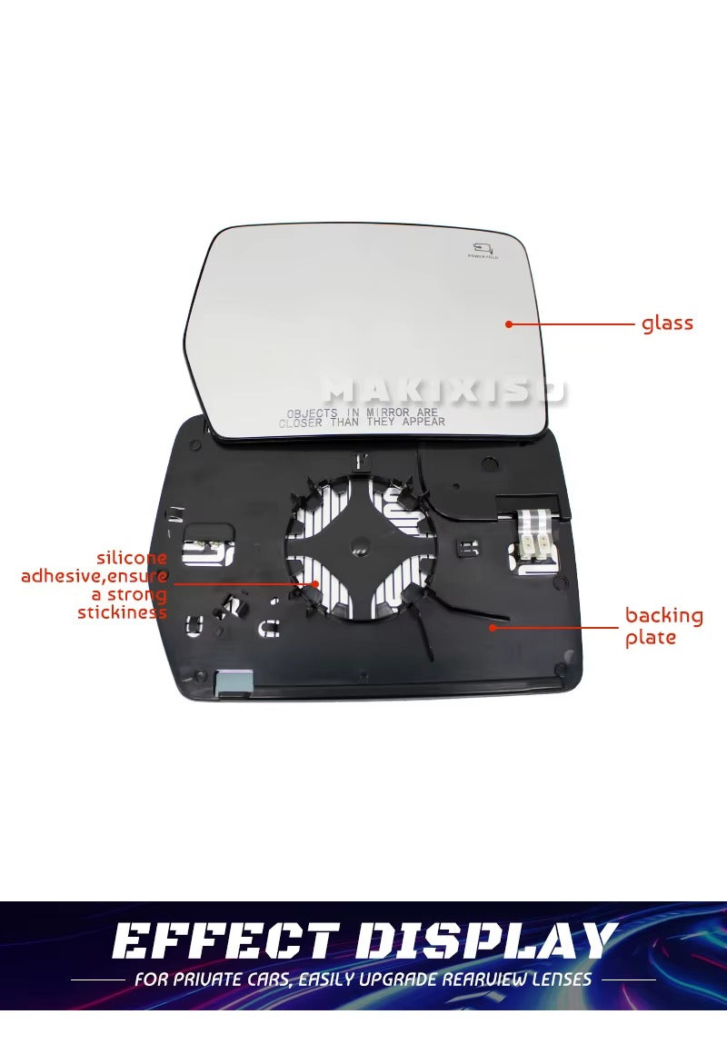 CRISTAL DE ESPEJO RETROVISOR DERECHO PARA FORD F-150 (2011–2014) – CON PLACA BASE Y CALEFACCIÓN