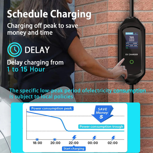 Cargador Portátil EV Tipo 2 AFEVV 7kW 32A con Control WiFi/Bluetooth