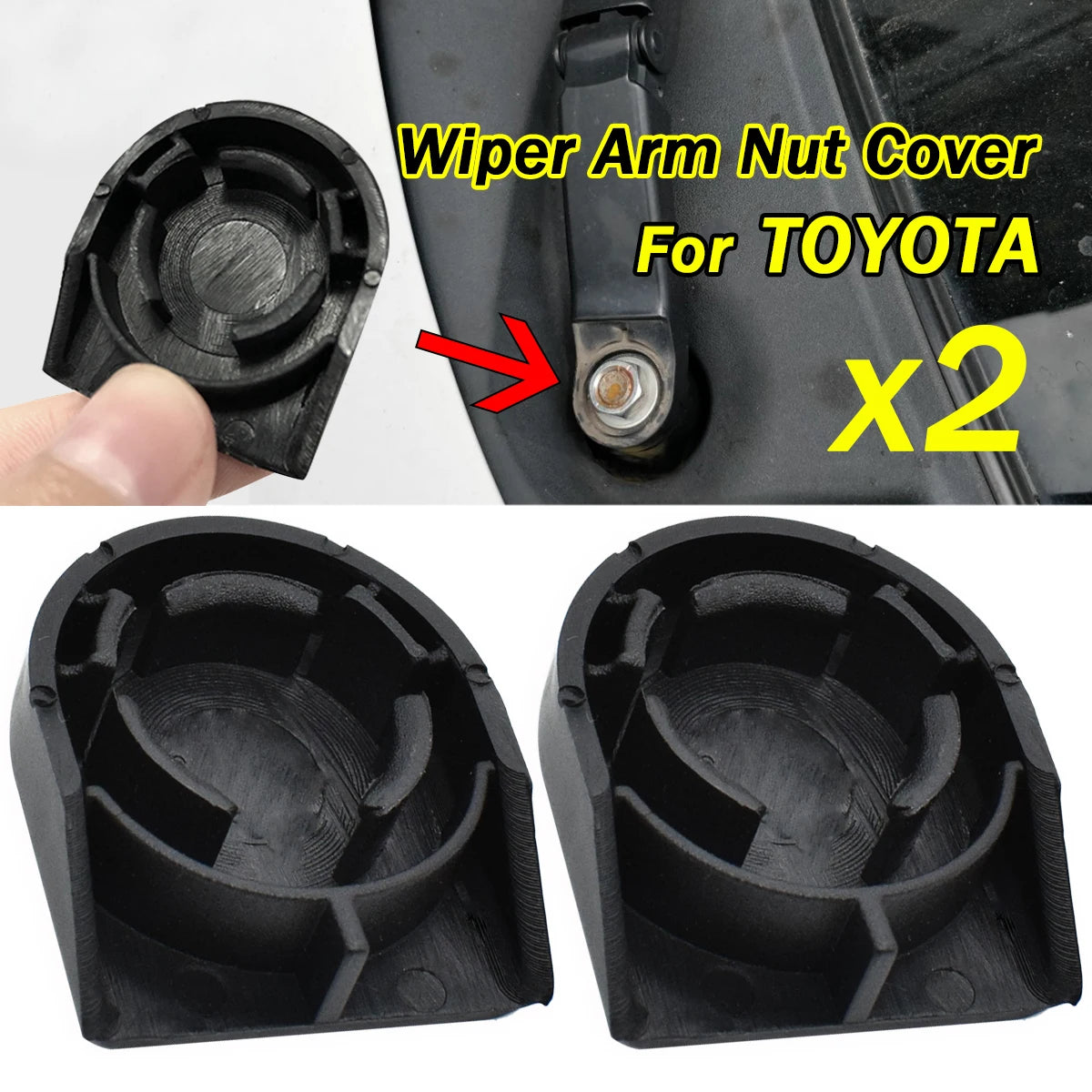Cubierta de Perno para Brazo de Limpiaparabrisas Delantero - Compatible con Toyota Corolla, Verso, Yaris, y Auris