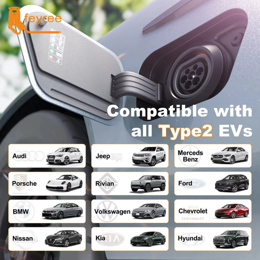 Adaptador EV GBT a Tipo 2 Feyree 32A Convertidor IEC 62196