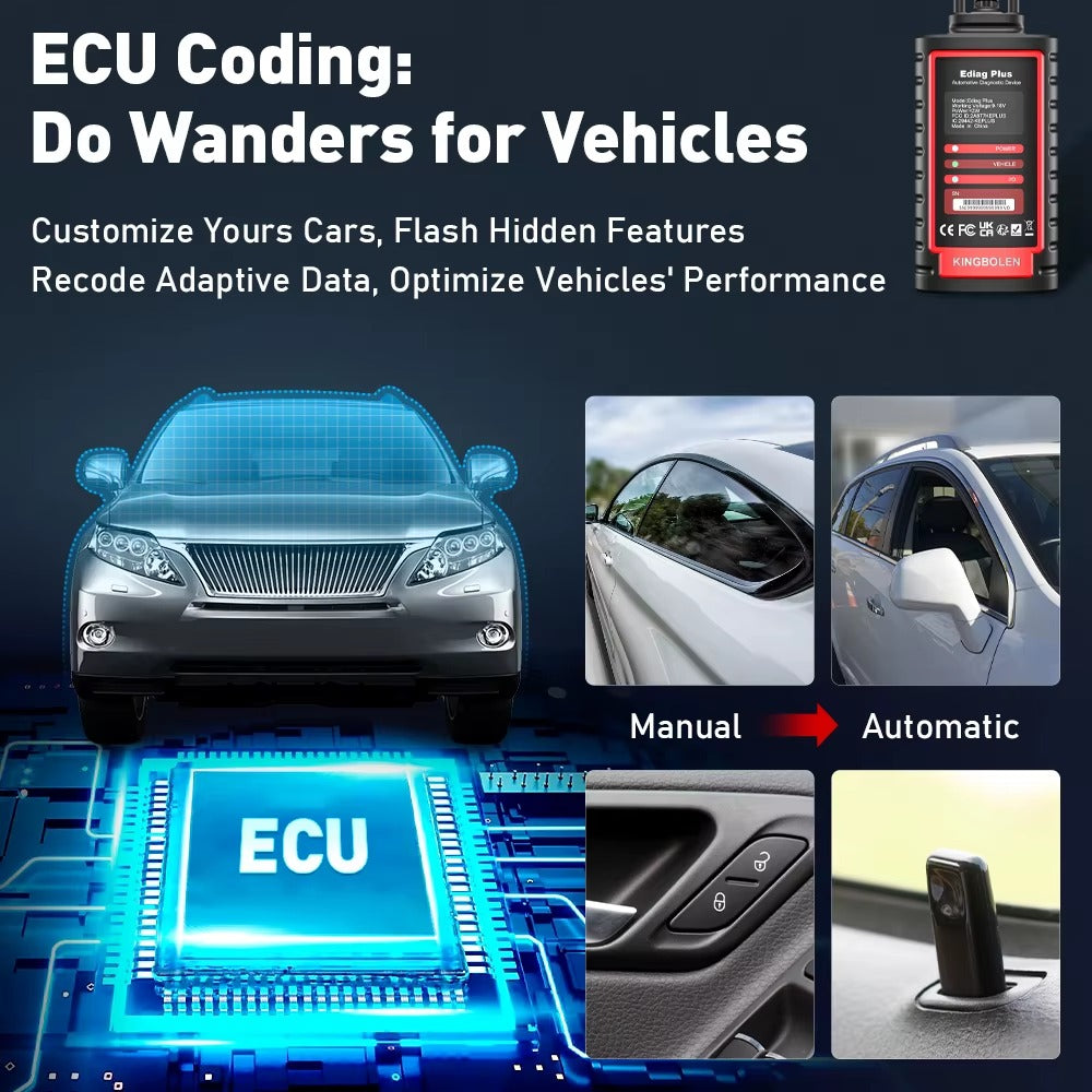 Escáner Automotriz KINGBOLEN Ediag Plus Diagnóstico OE, Bidireccional y Codificación ECU