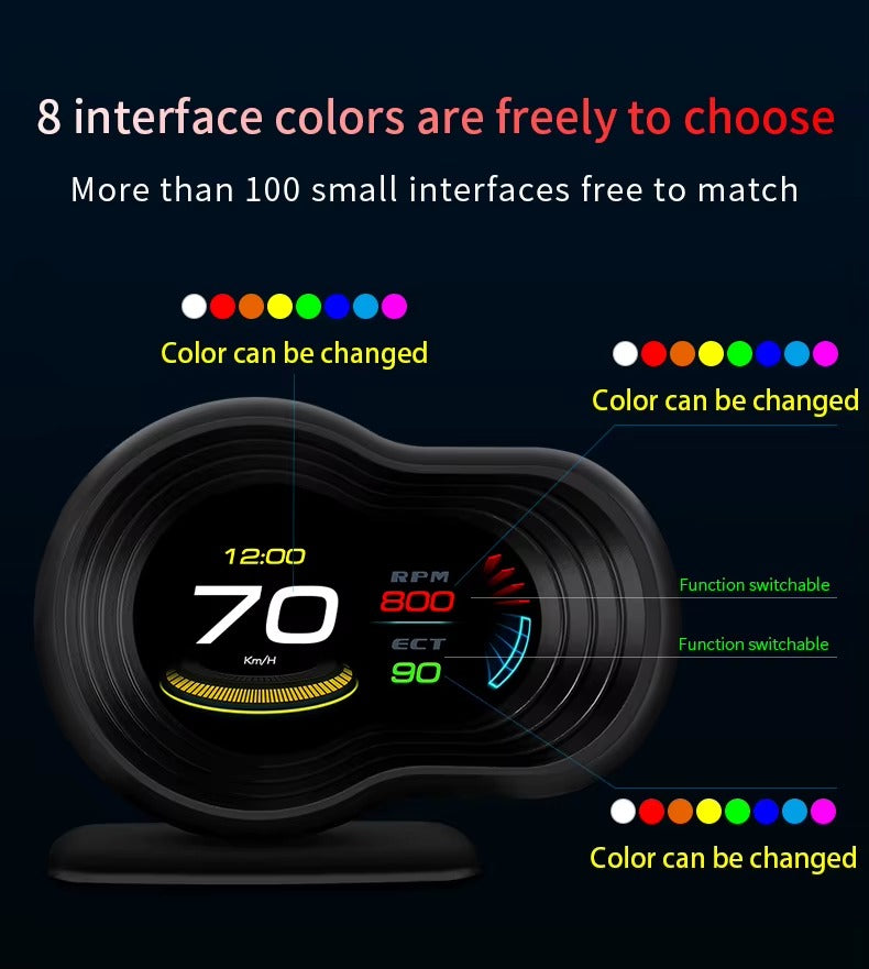 Medidor Digital Inteligente OBD2 HUD P12 – Velocidad, Diagnóstico y Computador de Viaje