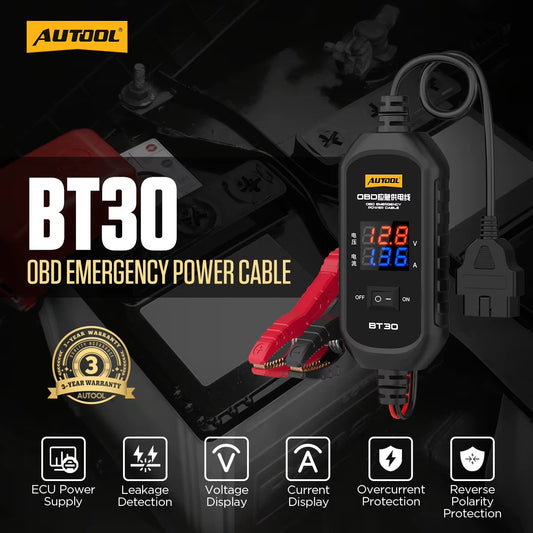 AUTOOL BT30 – Cable de Alimentación de Emergencia OBD | Ahorro de Memoria ECU
