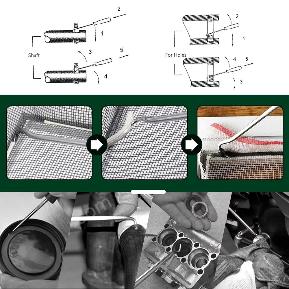 Kit Extractor Retenes y O-Rings 4 Piezas 135mm Ganchos Profesionales