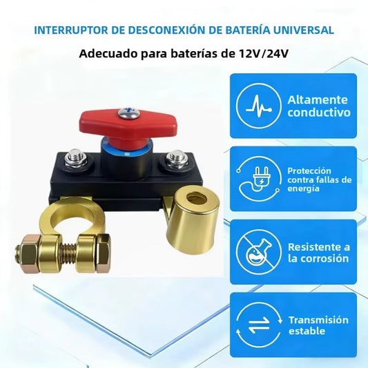 Interruptor de Corte de Batería 12V/24V Negro – Desconectador Universal Anti Fugas