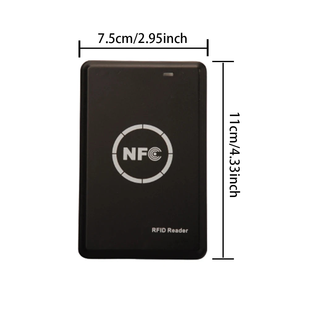 Lector/Escritor Duplicador RFID NFC 125KHz/13.56MHz - Programador USB T5577 Copiadora de Tarjetas y Llaveros (Set 4: Equipo + Cable + 4 Llaveros)