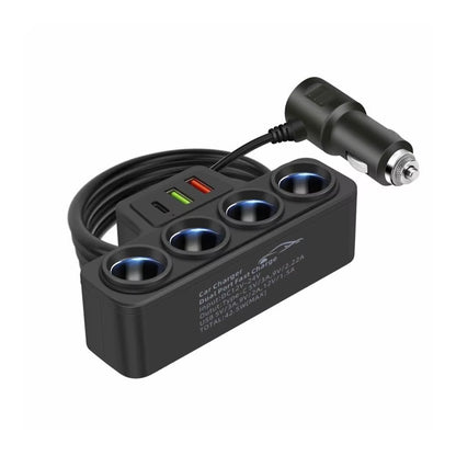 Encendedor de Cigarrillos para Coche + 3 Puertos USB – 120W (4 Tomas)