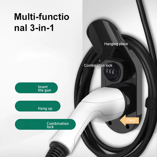 Soporte de Pared para Cable de Carga EV Tipo 2 con Cerradura Organizador Universal
