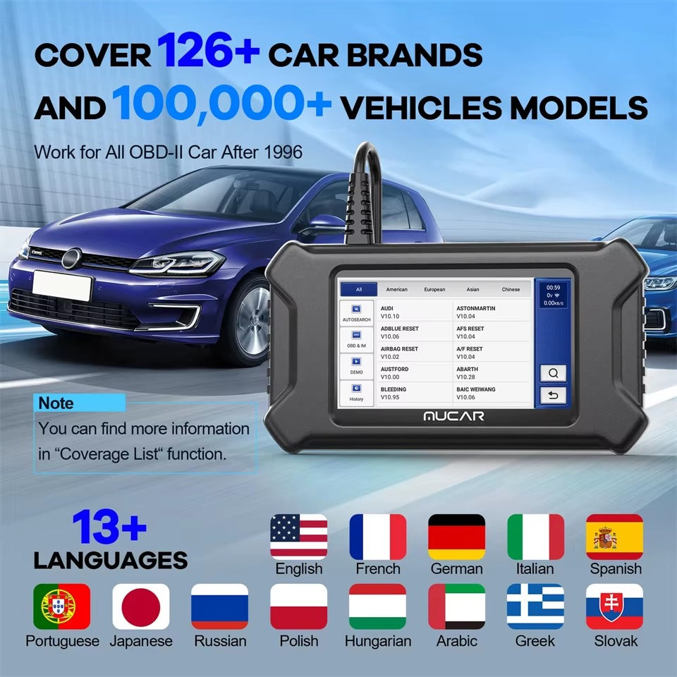 Scanner Automotriz MUCAR CS90 – 28 Funciones Reset + Diagnóstico Completo