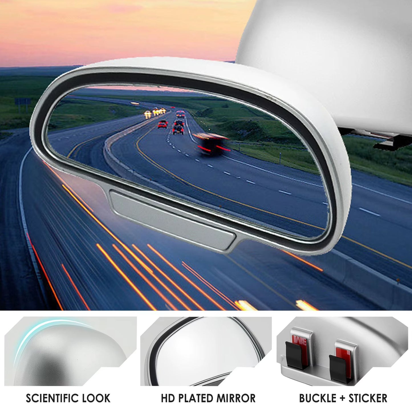 Espejos Punto Ciego 360° Ajustables  Seguridad Conducción (Par)