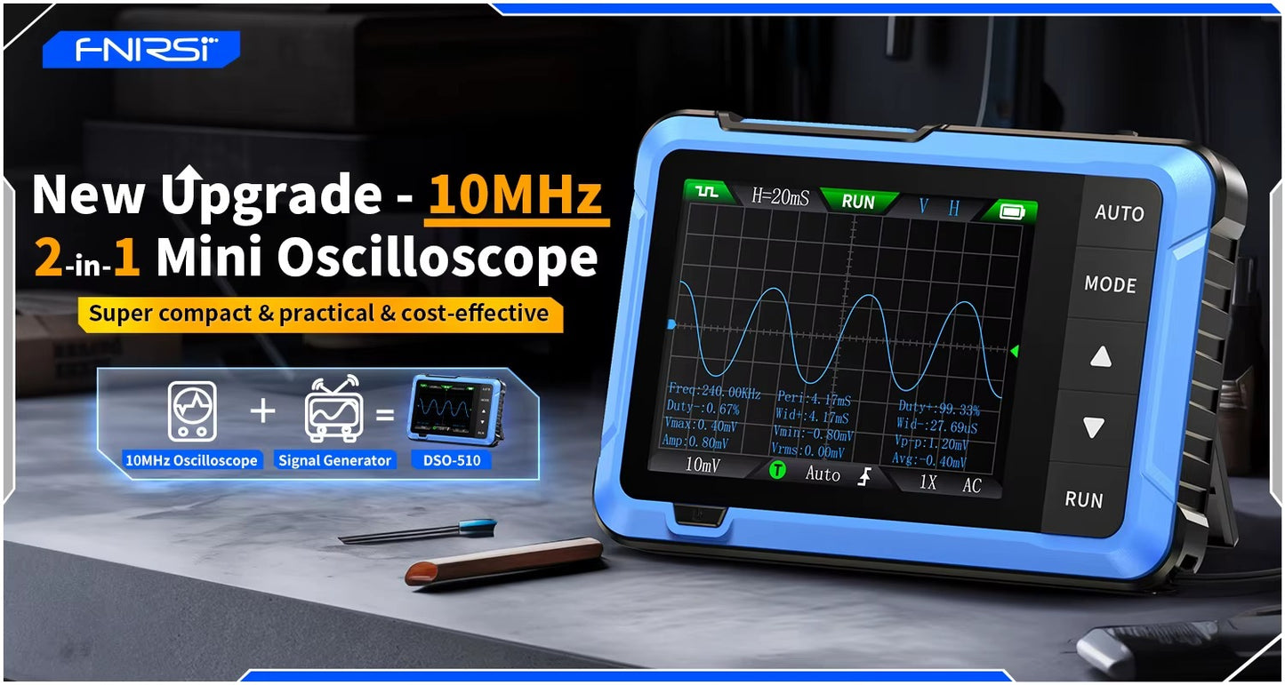 Osciloscopio Digital FNIRSI DSO510 con P6100 Generador de Señales 2 en 1