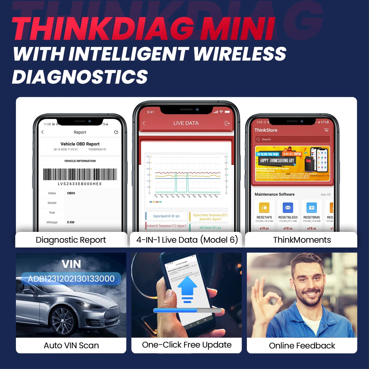 Scanner Automotriz Thinkcar ThinkDiag Mini OBD2 Multimarca