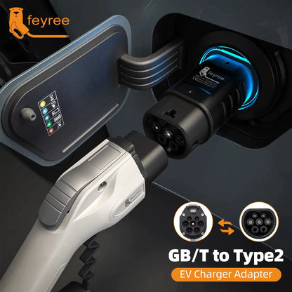 Adaptador EV GBT a Tipo 2 Feyree 32A Convertidor IEC 62196