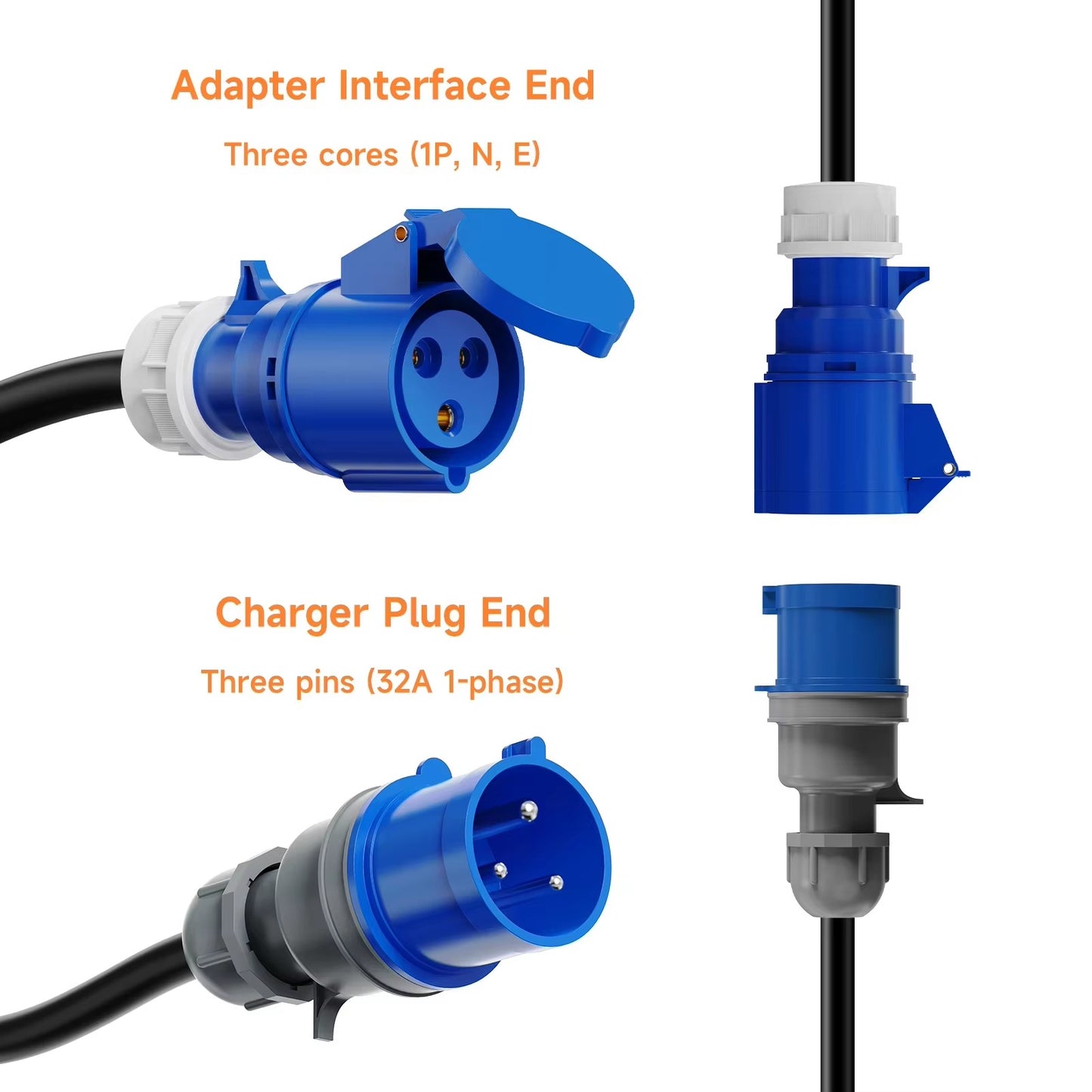 Adaptador EV CEE a Schuko 16A AFYEEV Extensión Carga 7kW  3.5kW