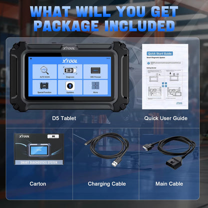 XTOOL D5 Escáner Automotriz Profesional  5 Sistemas + 10 Reseteos CAN / CAN-FD AutoAuth FCA Actualizaciones Gratis de por Vida