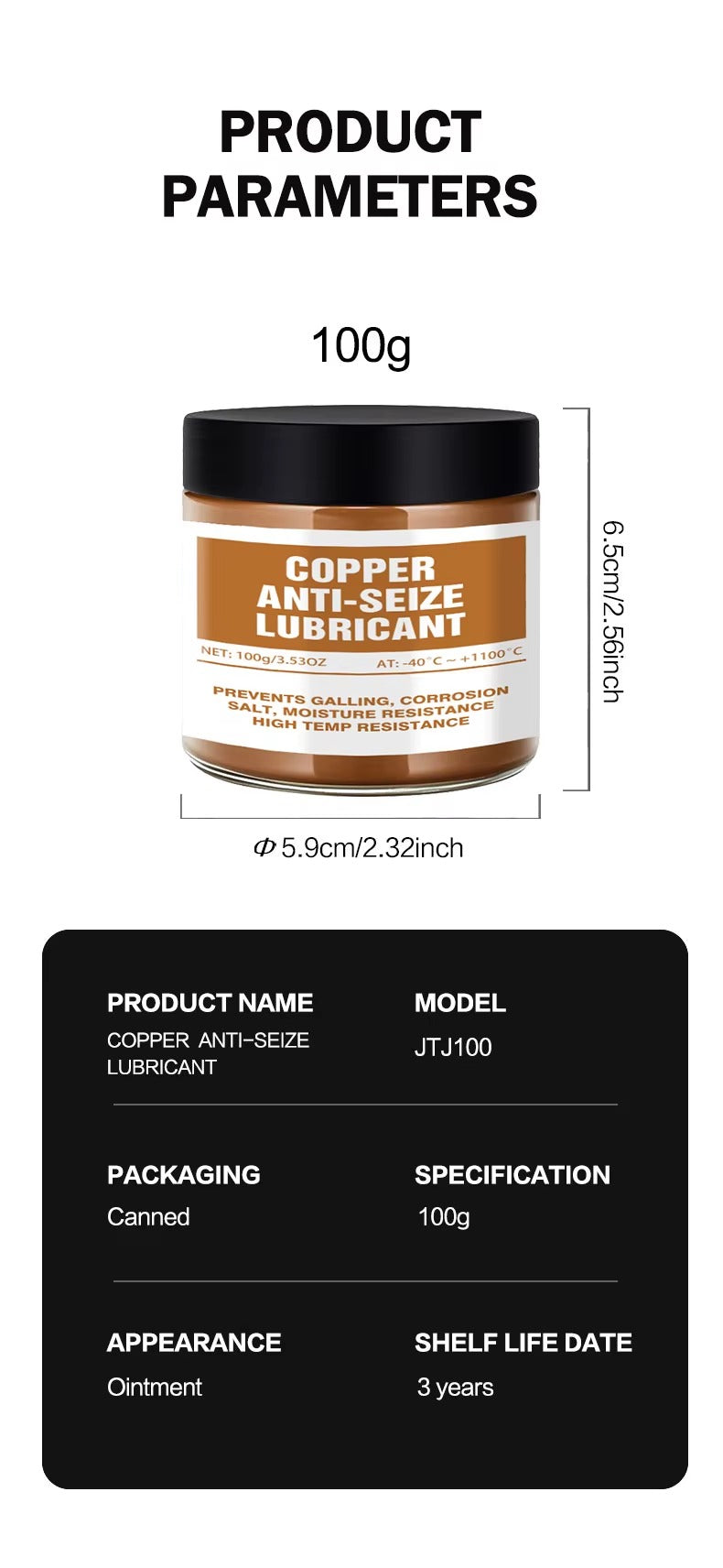 Grasa de Cobre 100g Alta Temperatura Antigripante Automotriz