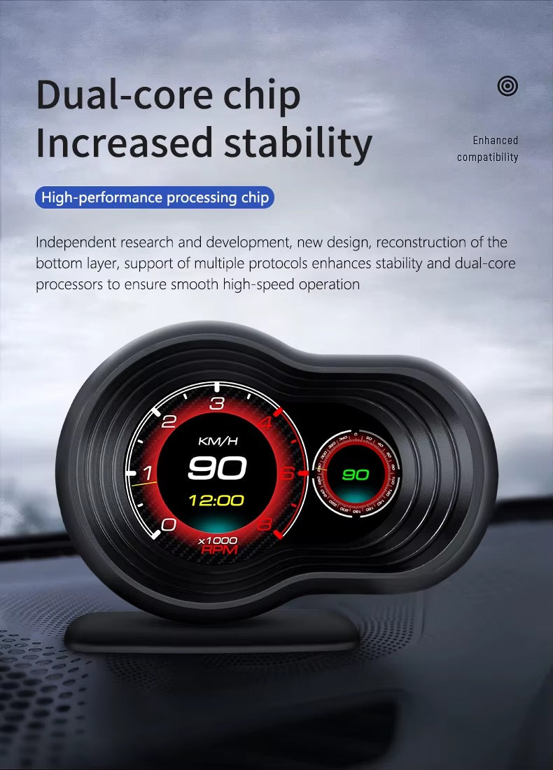 Medidor Digital Inteligente OBD2 HUD P12 – Velocidad, Diagnóstico y Computador de Viaje