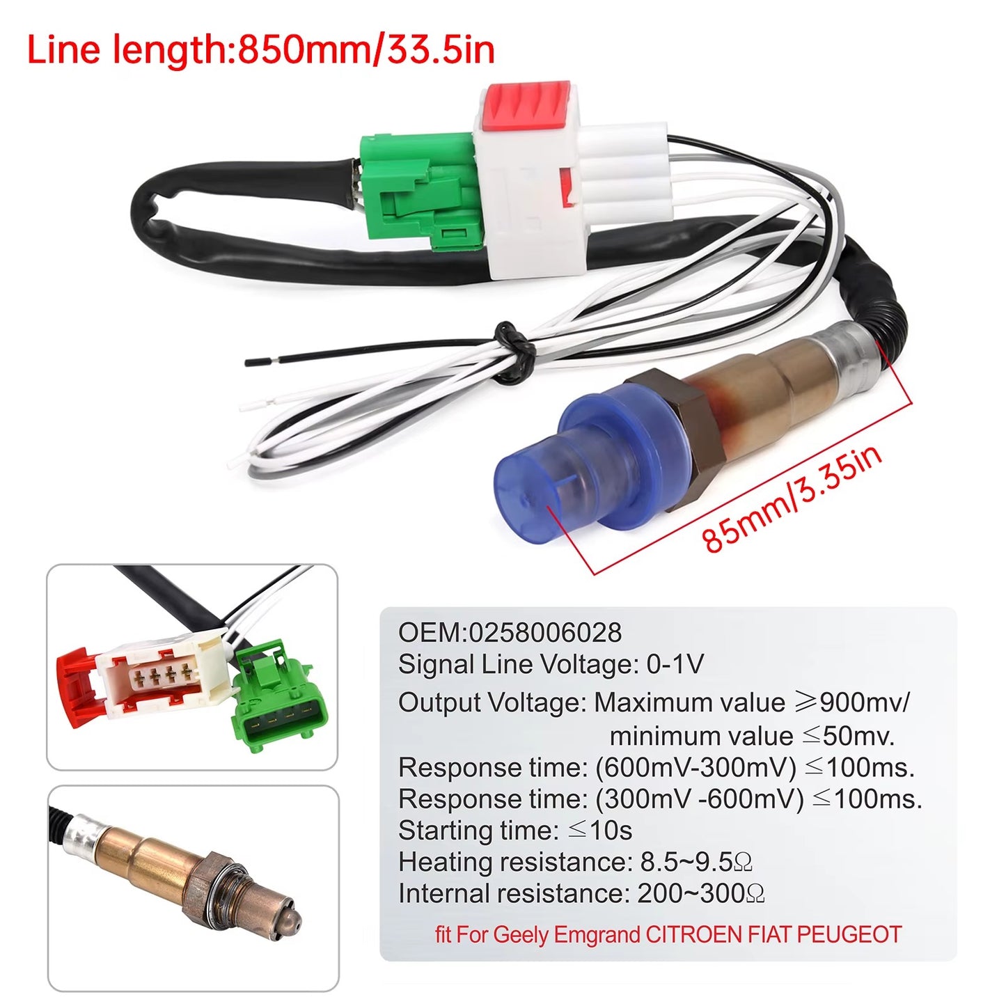 Sensor de Oxígeno O2 Banda Estrecha 0258006028 – Sensor Aire/Combustible 12V