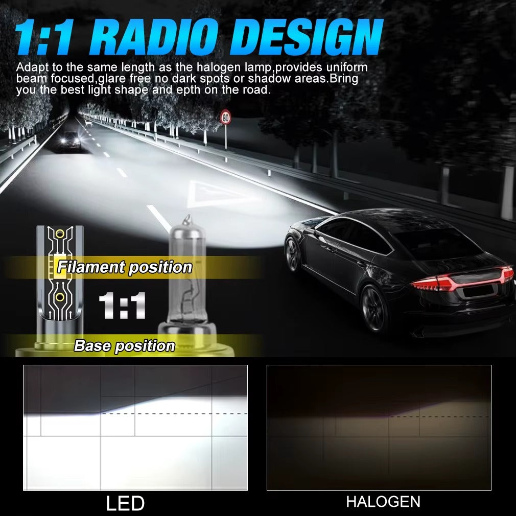 Ampolletas LED H11 XSTORM Turbo 6500K 30.000LM Canbus Alta Potencia