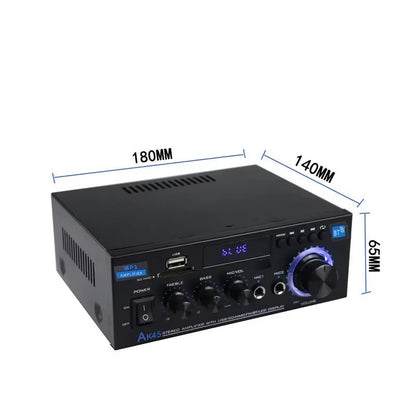 Amplificador de Audio Digital Bluetooth AK45 Estéreo 2.0 HiFi 350W x2 con FM, USB y Control Remoto